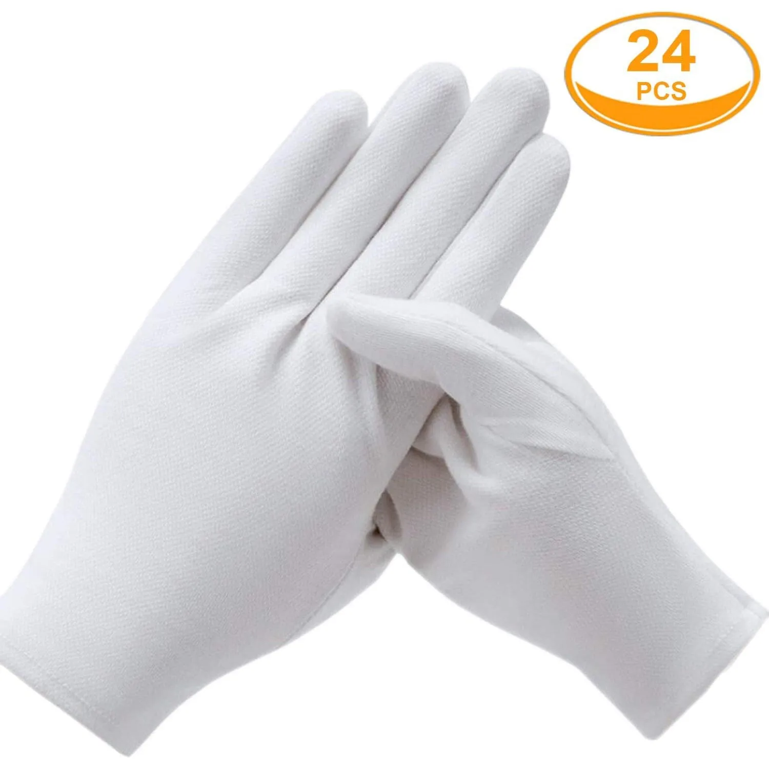 12-Pairs: White Cotton Gloves