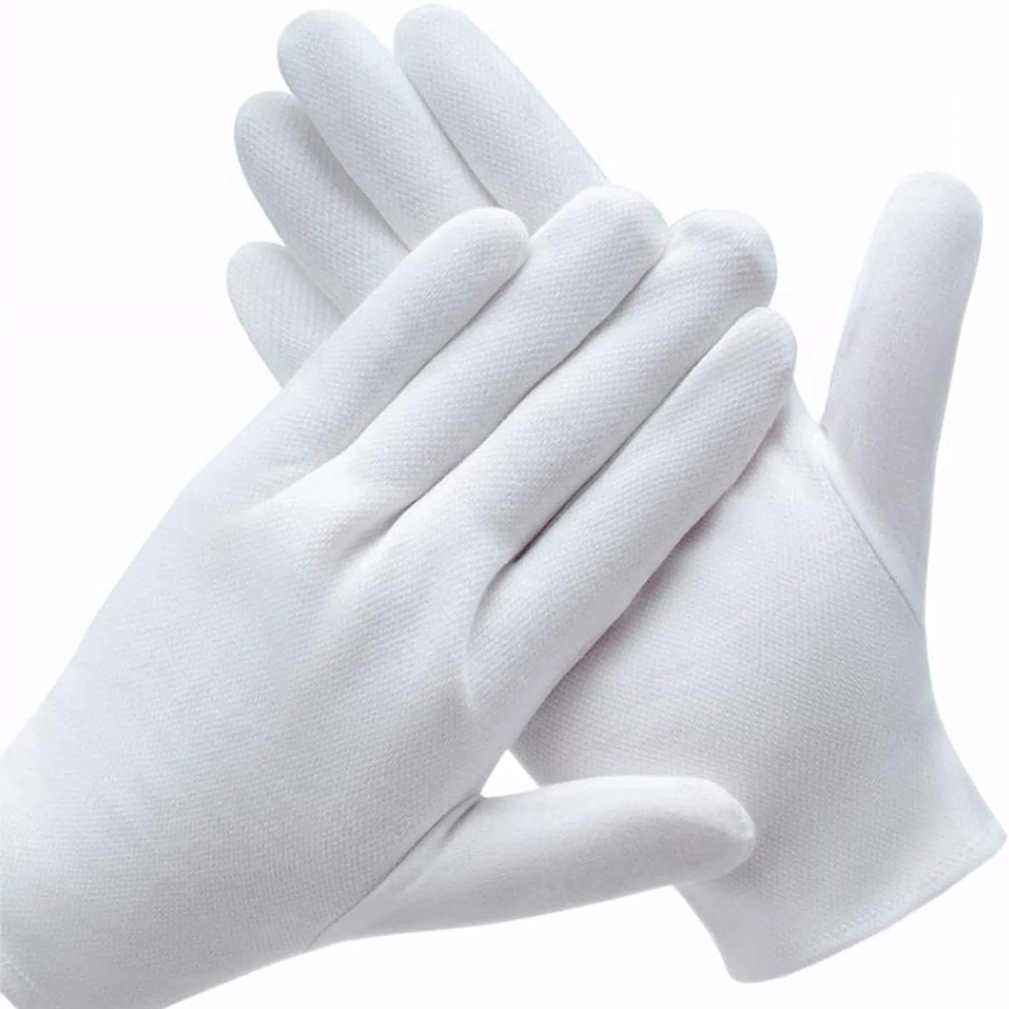 12-Pairs: White Cotton Gloves