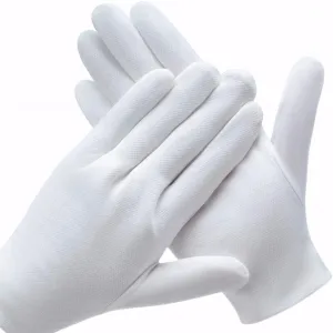 12-Pairs: White Cotton Gloves