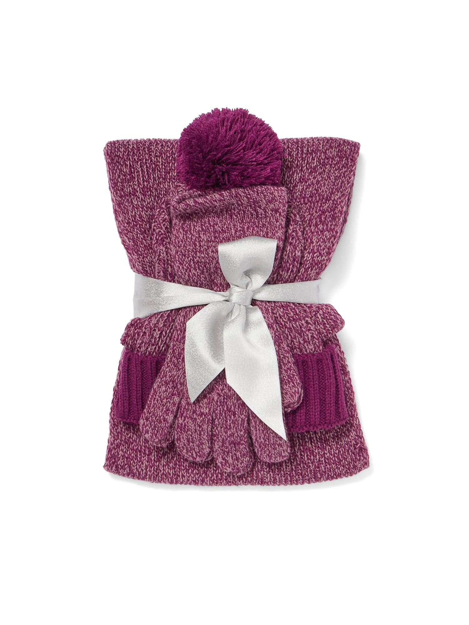 3-Piece Heathered Scarf, Hat & Gloves Set