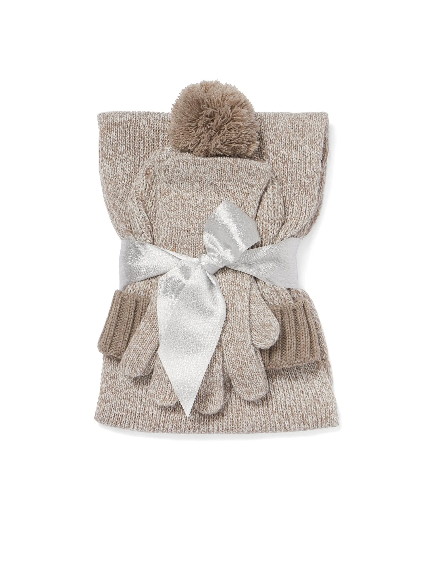 3-Piece Heathered Scarf, Hat & Gloves Set