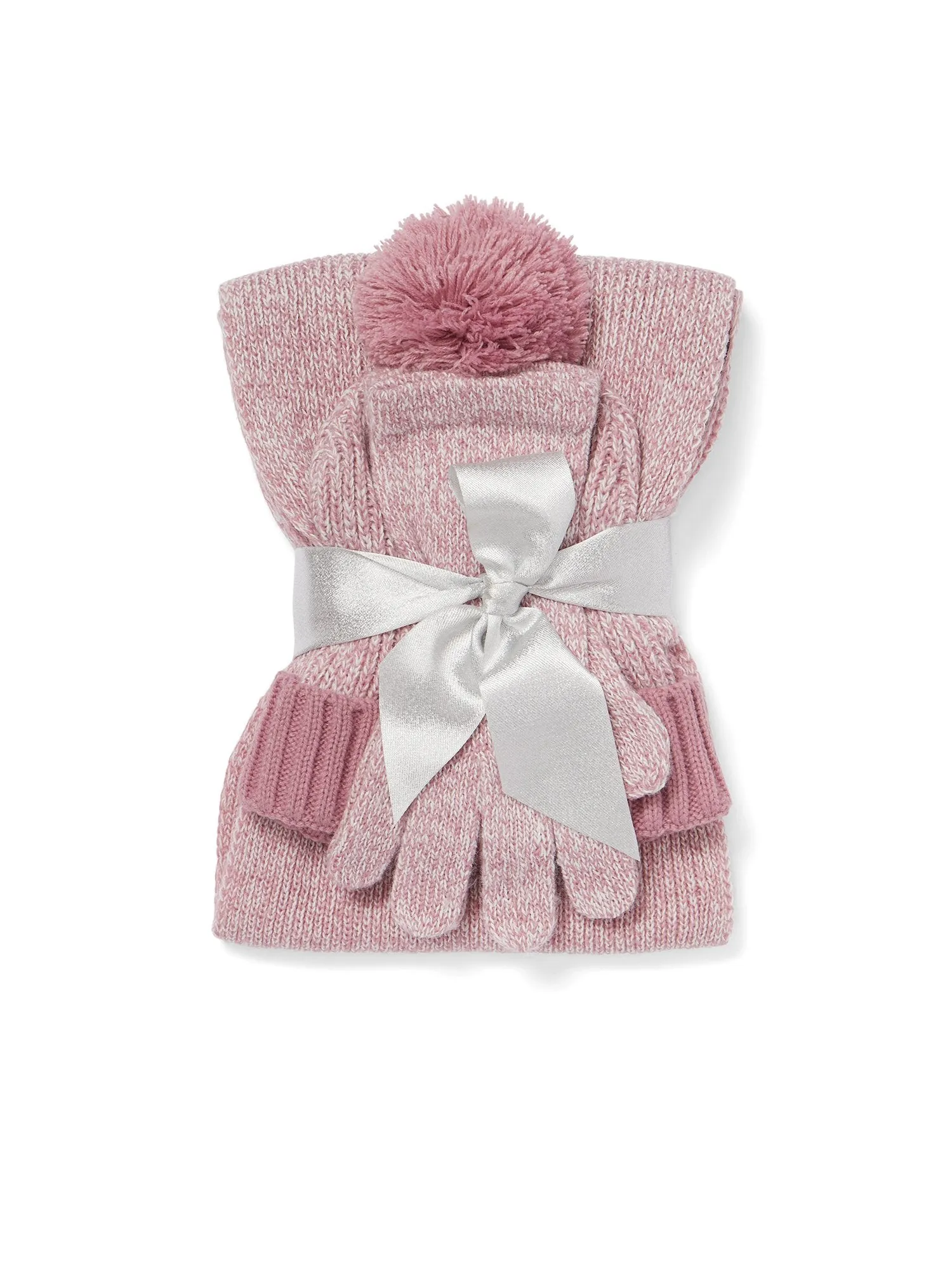 3-Piece Heathered Scarf, Hat & Gloves Set