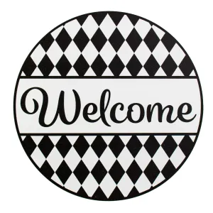 9.4" Round Waterproof Sign: Harlequin Welcome