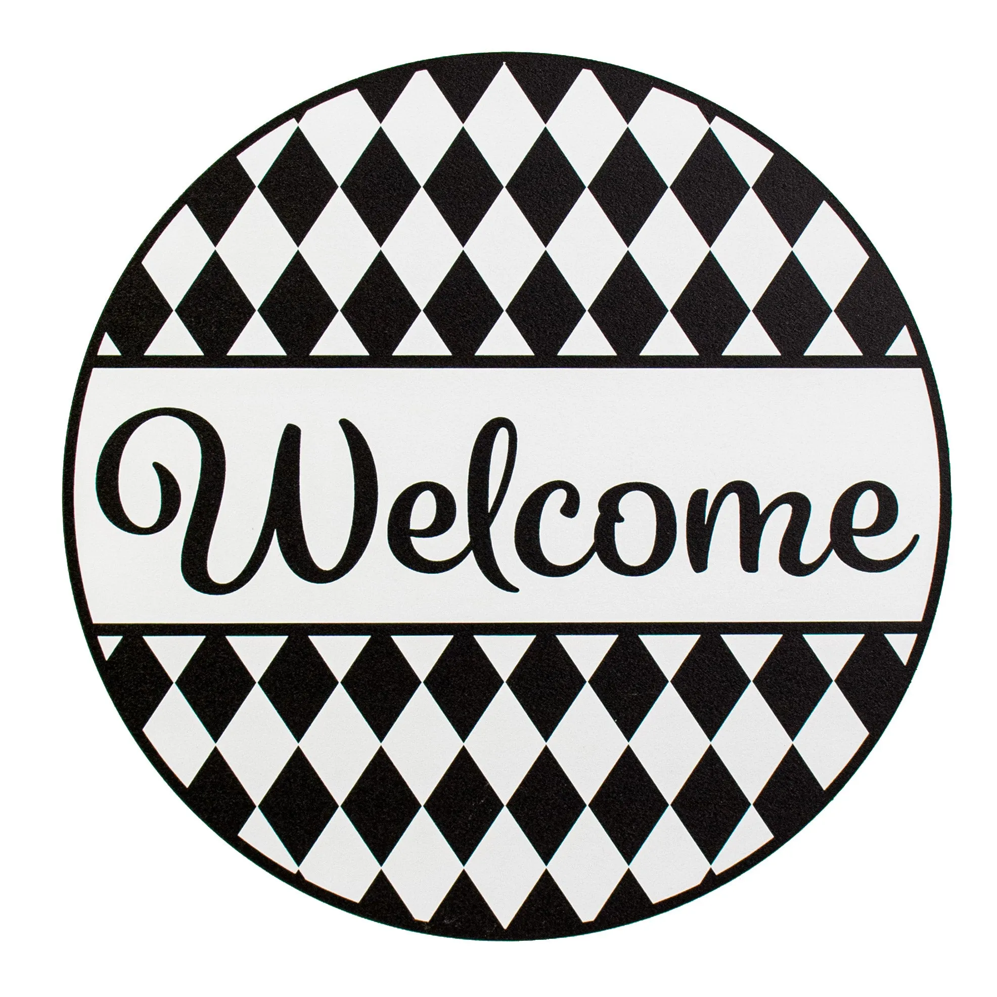 9.4" Round Waterproof Sign: Harlequin Welcome