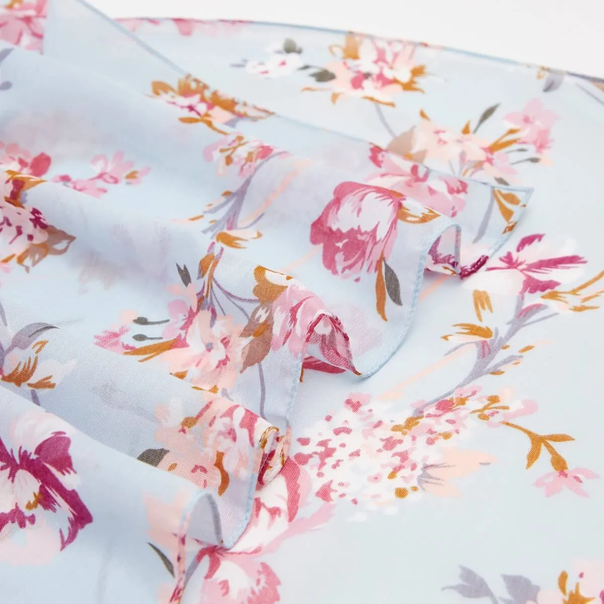 All Over Floral Print Scarf - Blue