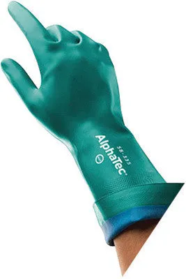 Ansell Size 11 Grass Green AlphaTec 15" AquaDri Nitrile Foam Lined 17/14 mil Nitrile Chemical Resistant Gloves With Gauntlet Cuff CASE