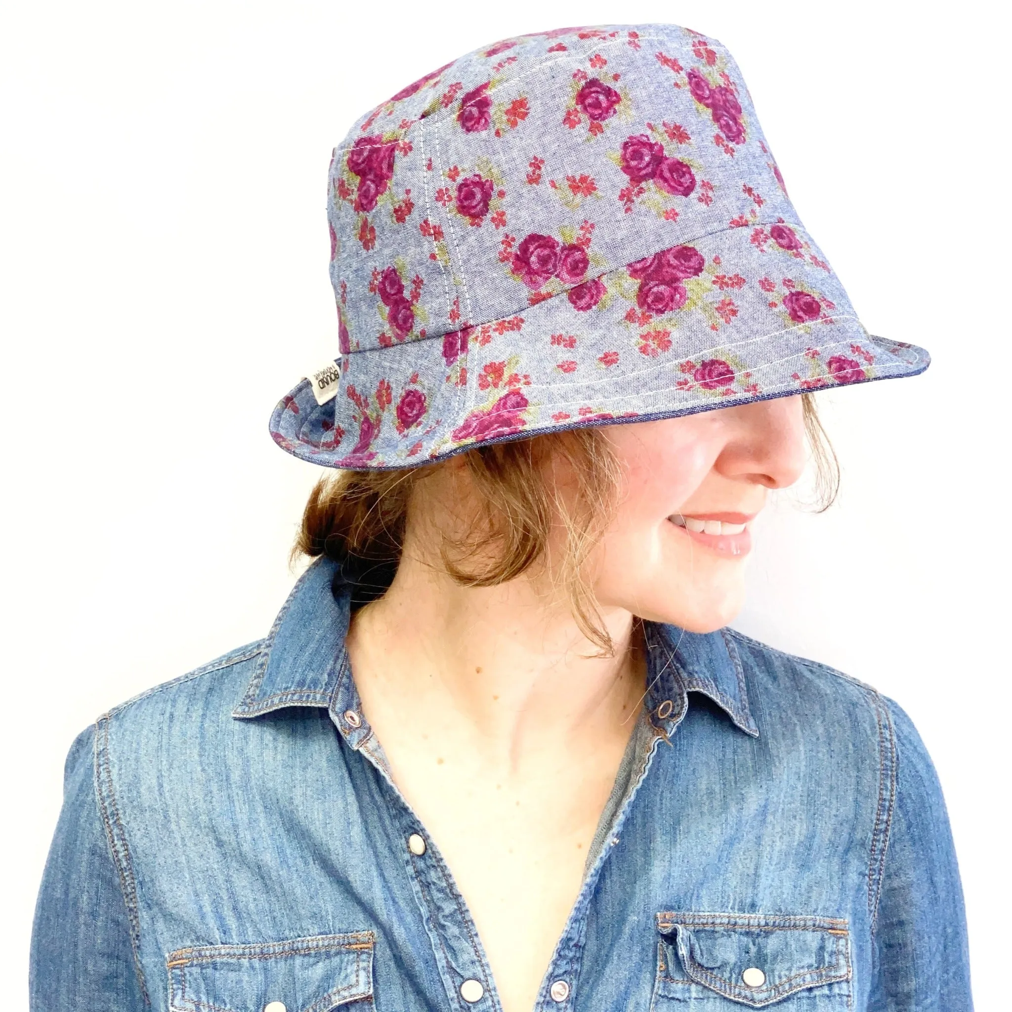 Beach Hats for Women, Sun Hats, Summer Hats, Floral Denim Bucket Hat for Women