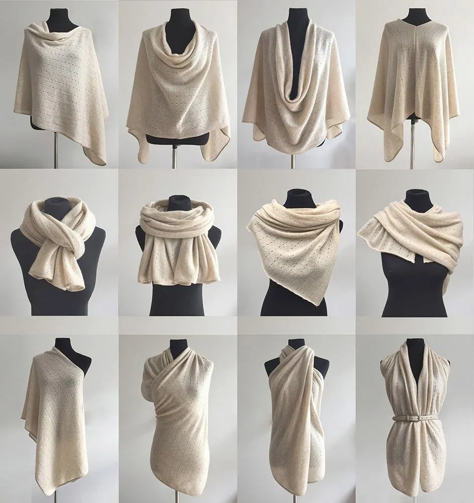 Beige cashmere poncho Multiway