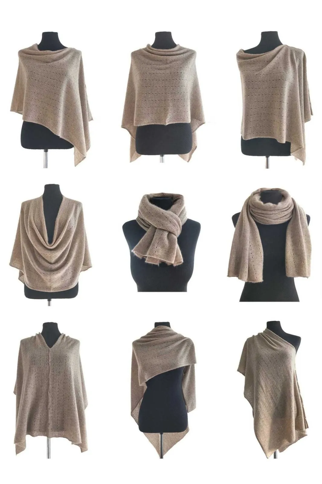 Beige cashmere poncho Multiway