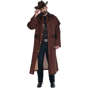 Brown Modern Western Duster Coat for Plus Size Adults