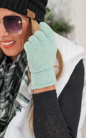 C.C. Mint Chenille Touchscreen Gloves - DEAL COUPON EXCLUDED