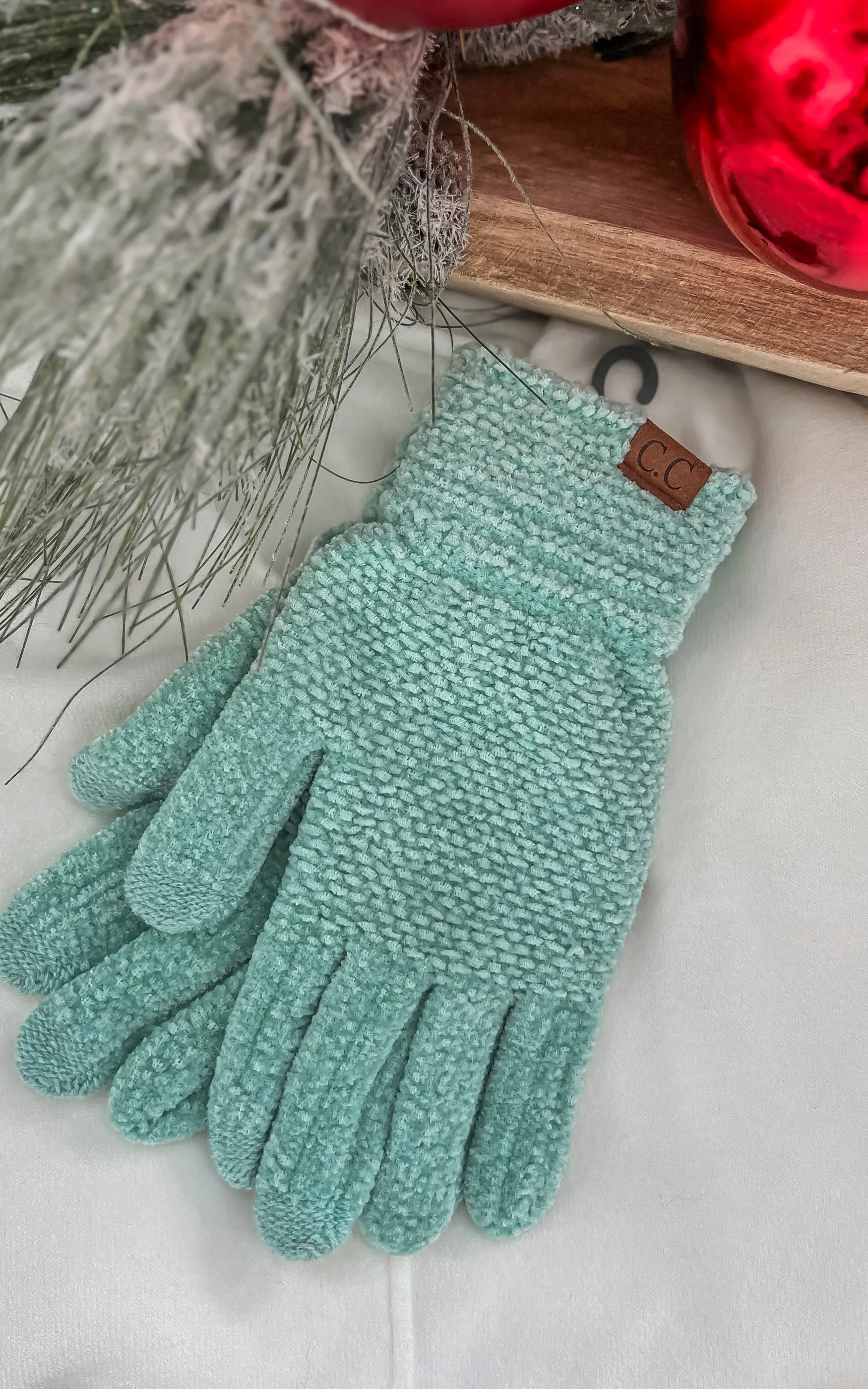 C.C. Mint Chenille Touchscreen Gloves - DEAL COUPON EXCLUDED