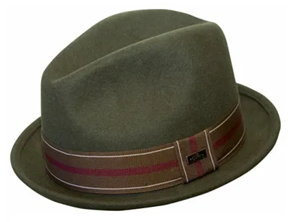 Conner Olive Wool Felt Stingy Fedora Hat