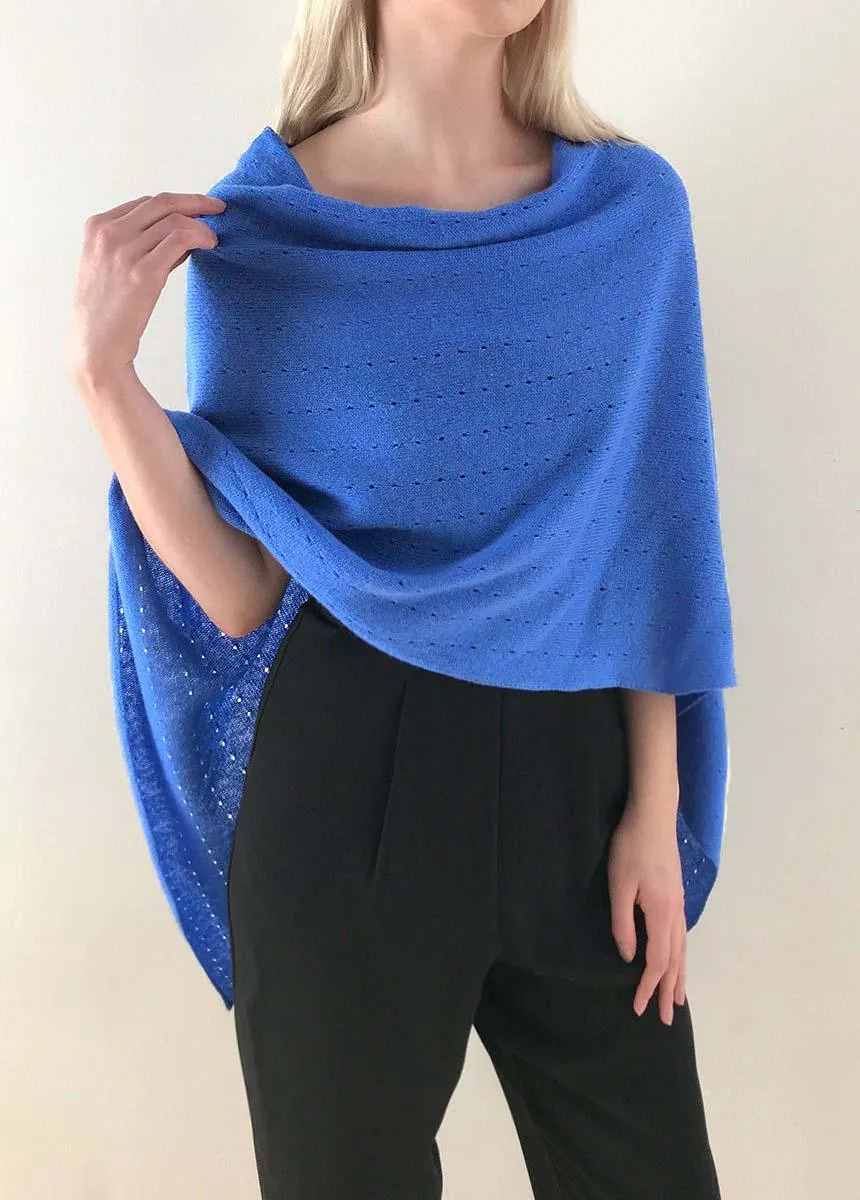 Cornflower blue cashmere poncho Multiway