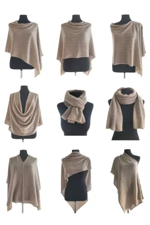 Dark beige cashmere poncho Multiway