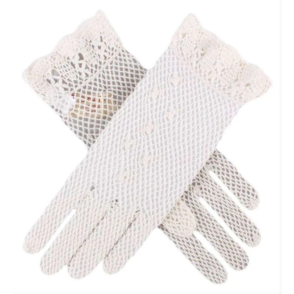 Dents Cotton Crochet Gloves - Ecru Cream