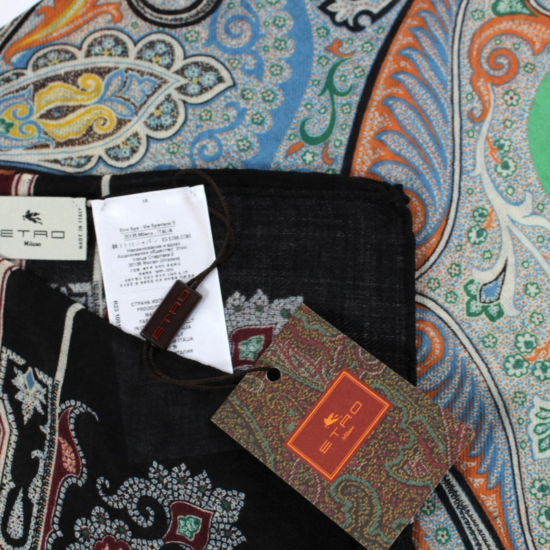 Etro Cashmere Scarf Ornamental Design - Extra Large Square Shawl