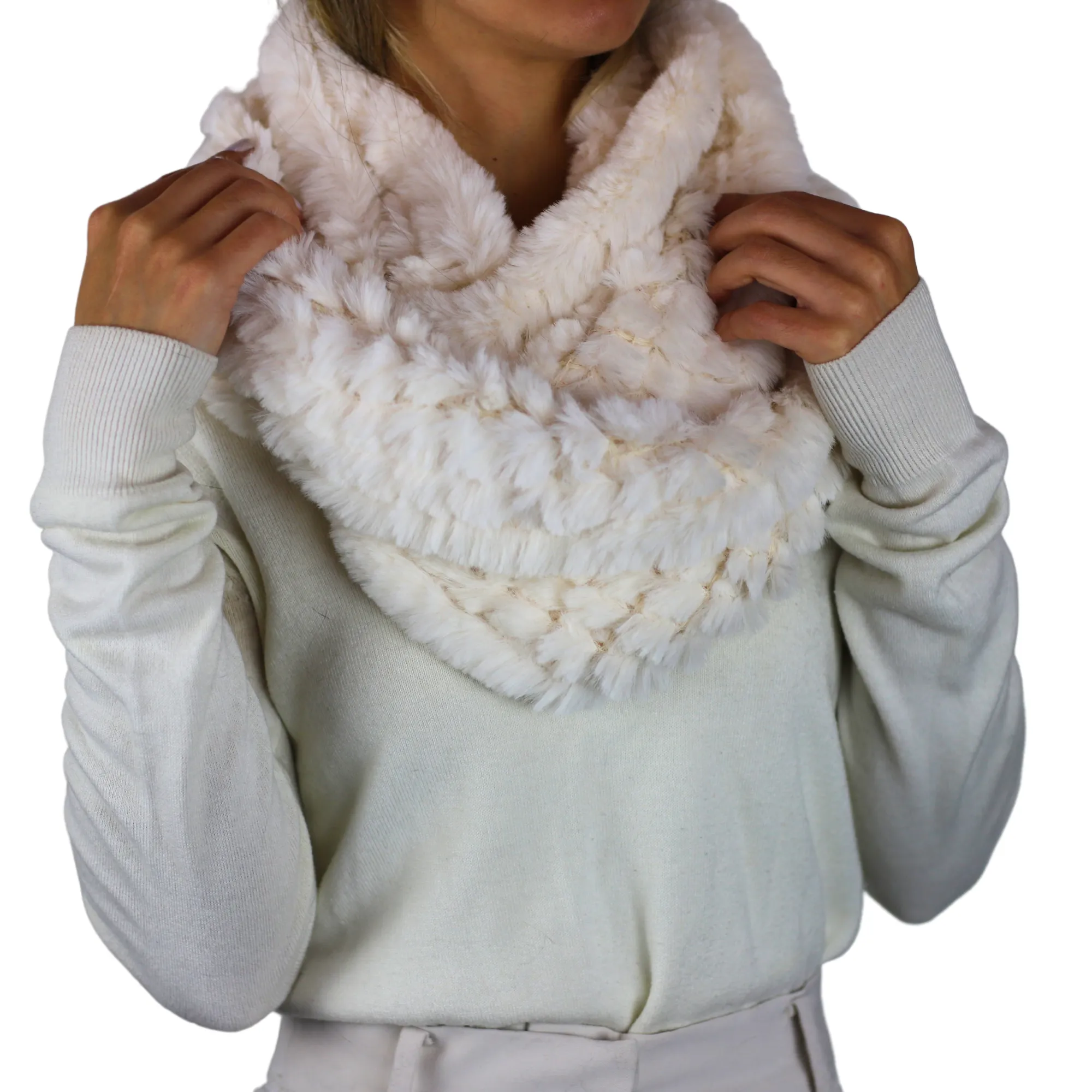 Faux Fur Knitted Infinity Scarf