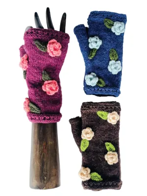 Fingerless Gloves Crochet Flowers