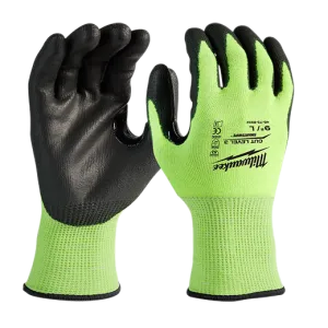 General Purpose Gloves - Milwaukee® High-Visibility Cut Level 3 Polyurethane Dipped Gloves, 48-73-893