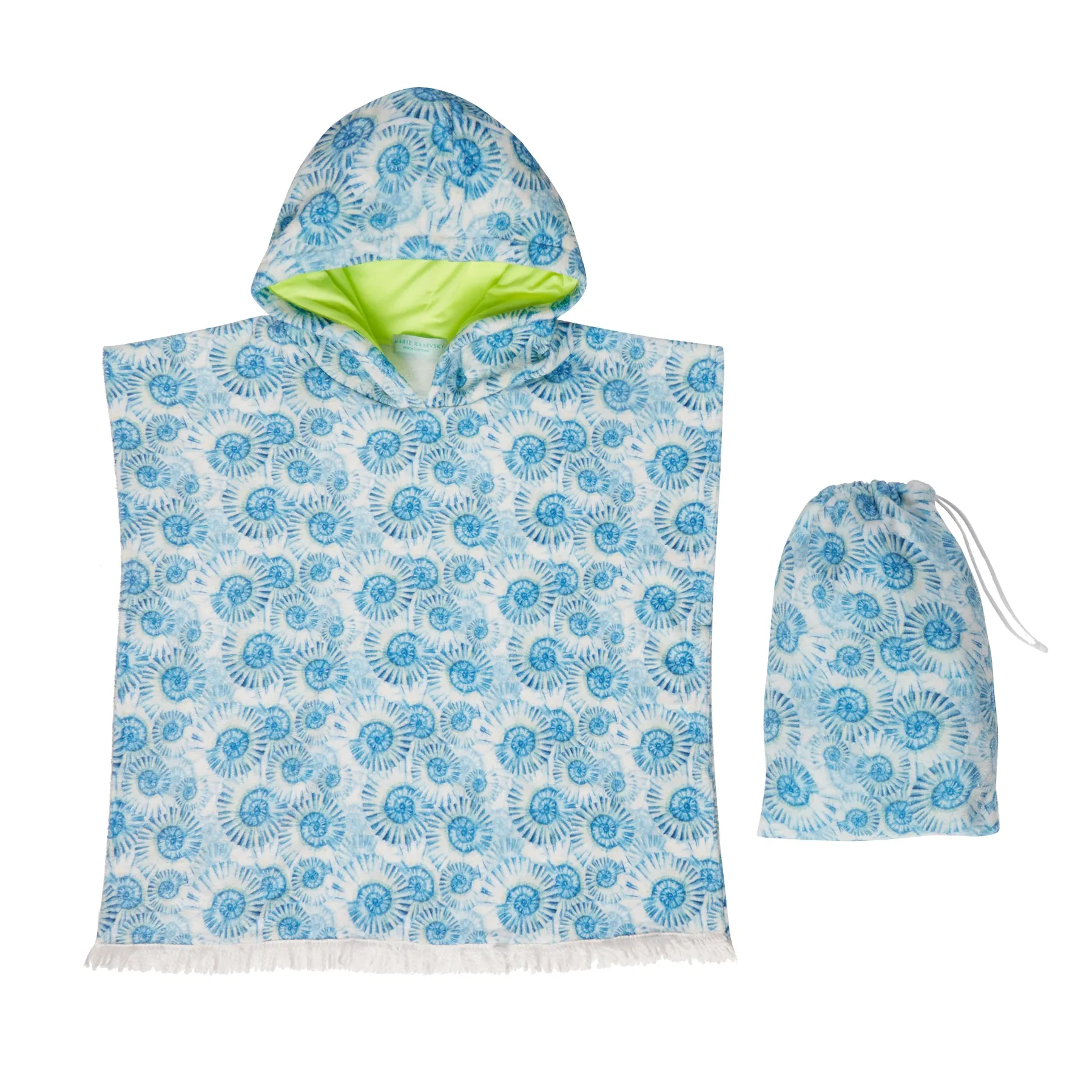 GIRL'S HOODED TERRY PONCHO SEASHELLS