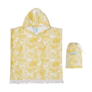 HOODED TERRY PONCHO YELLOW FLOWERS