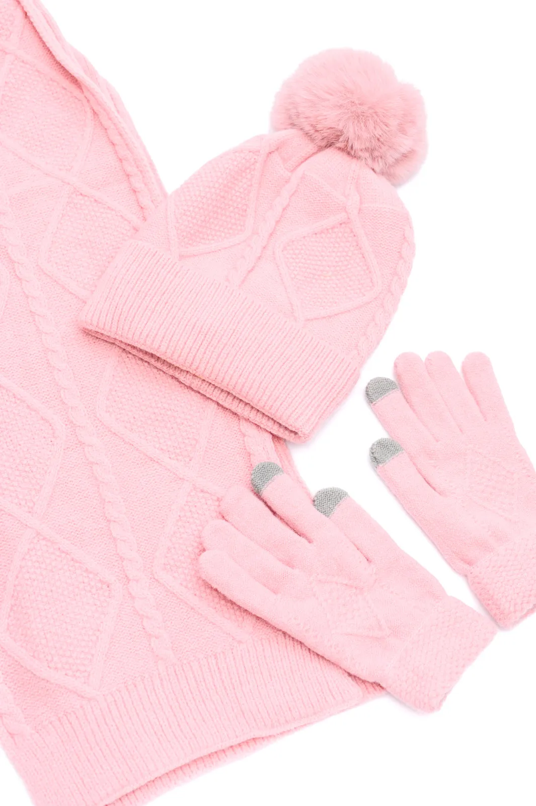 Jane Frost Beanie, Glove, and Scarf Set • Pink