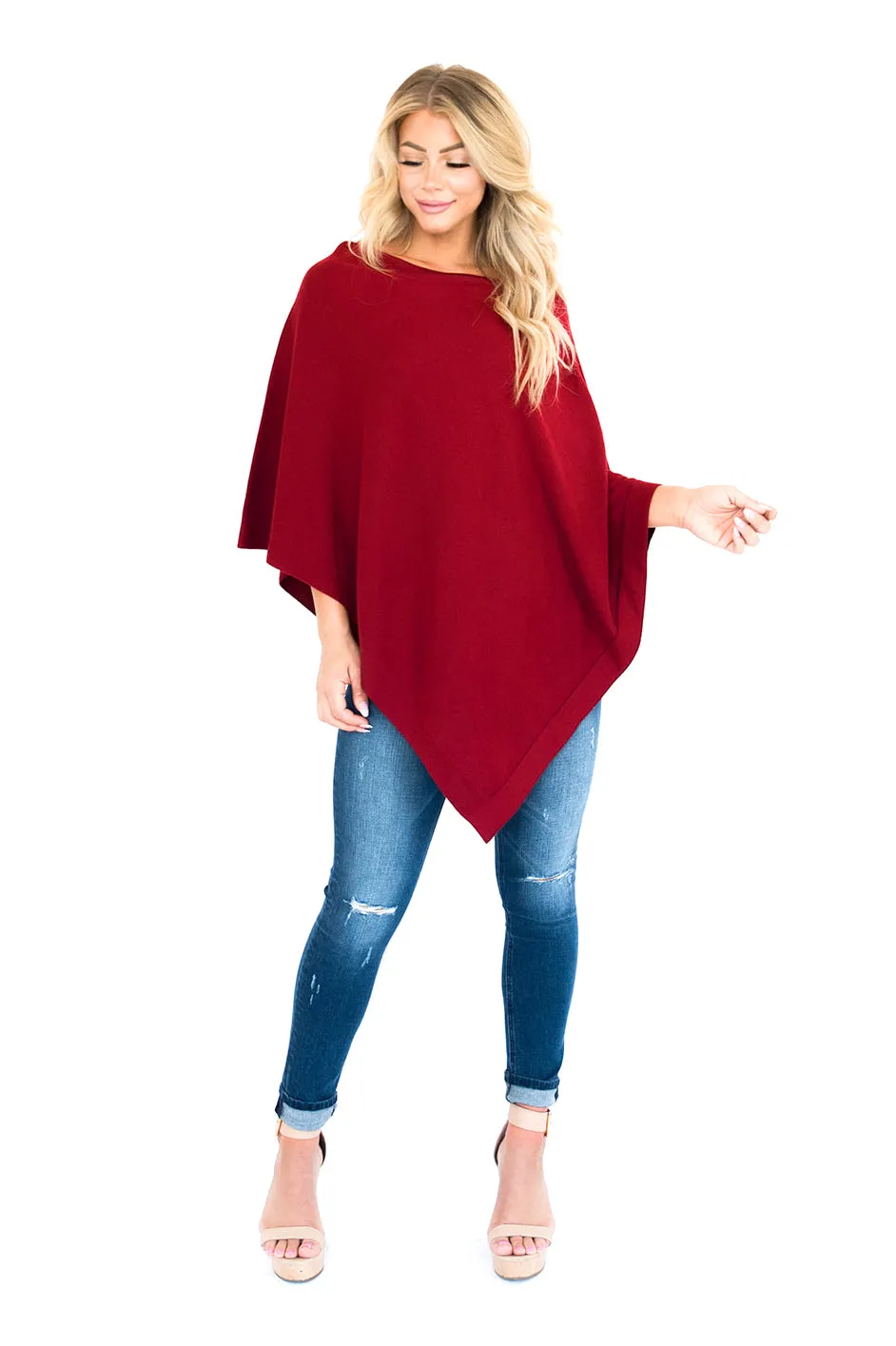 Loving Thread Women's Organic Sweater Knit Boatneck Poncho Wrap