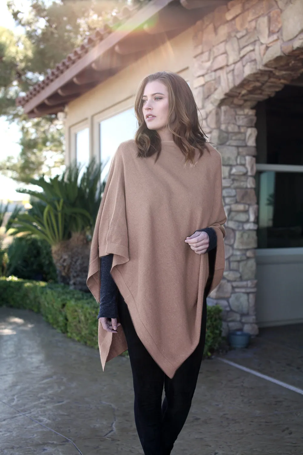 Loving Thread Women's Organic Sweater Knit Boatneck Poncho Wrap