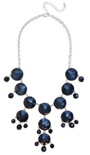 Mini Silver-Tone Chain Bubble Necklace- Black