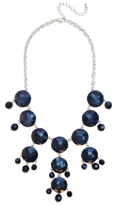 Mini Silver-Tone Chain Bubble Necklace- Black