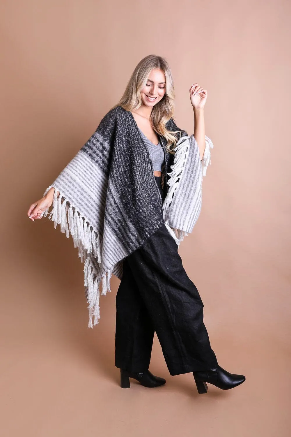 Mohair Striped Ruana