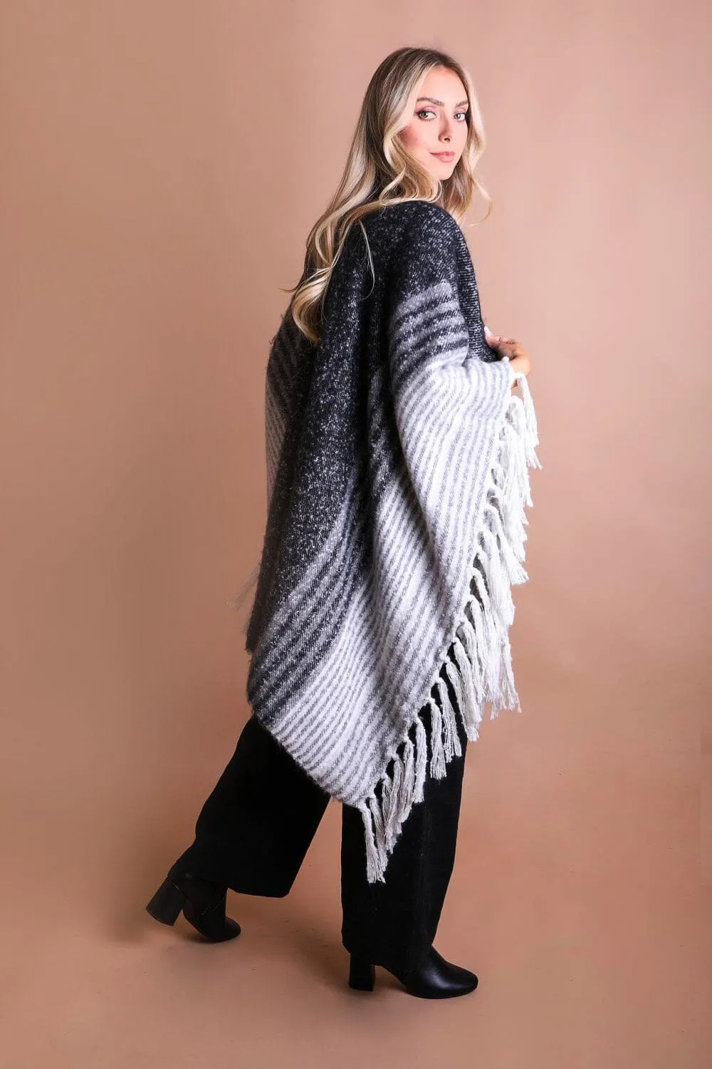 Mohair Striped Ruana