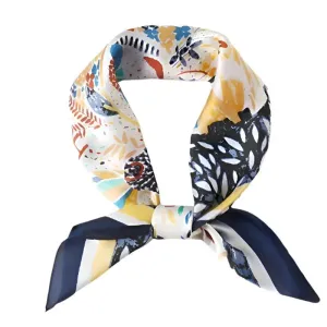 Multi Flower Leaves Print Bandana Scarf