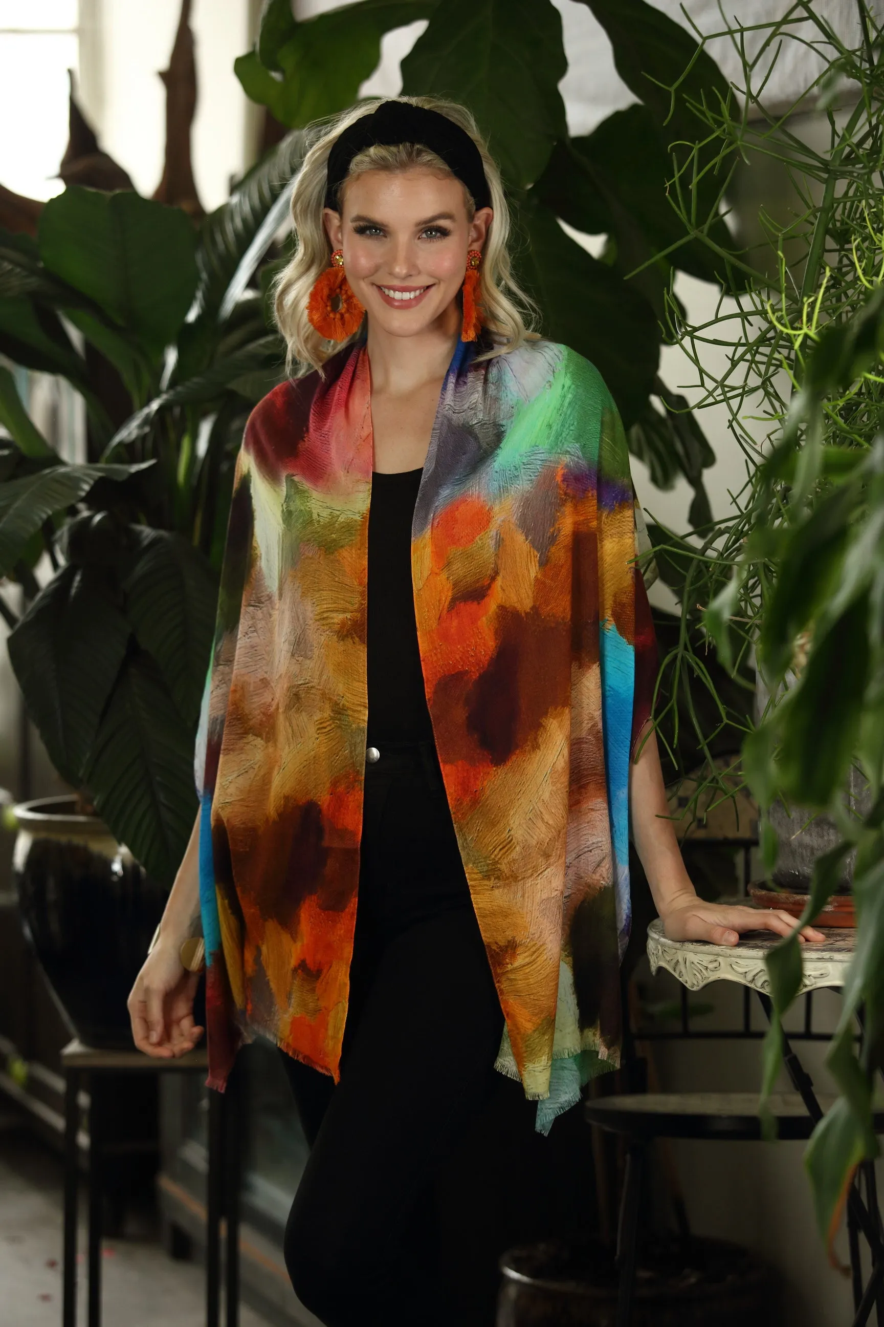 Multi Paint Dabs Cotton Modal Scarf