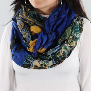 Paisley Map Infinity Scarf - Blue