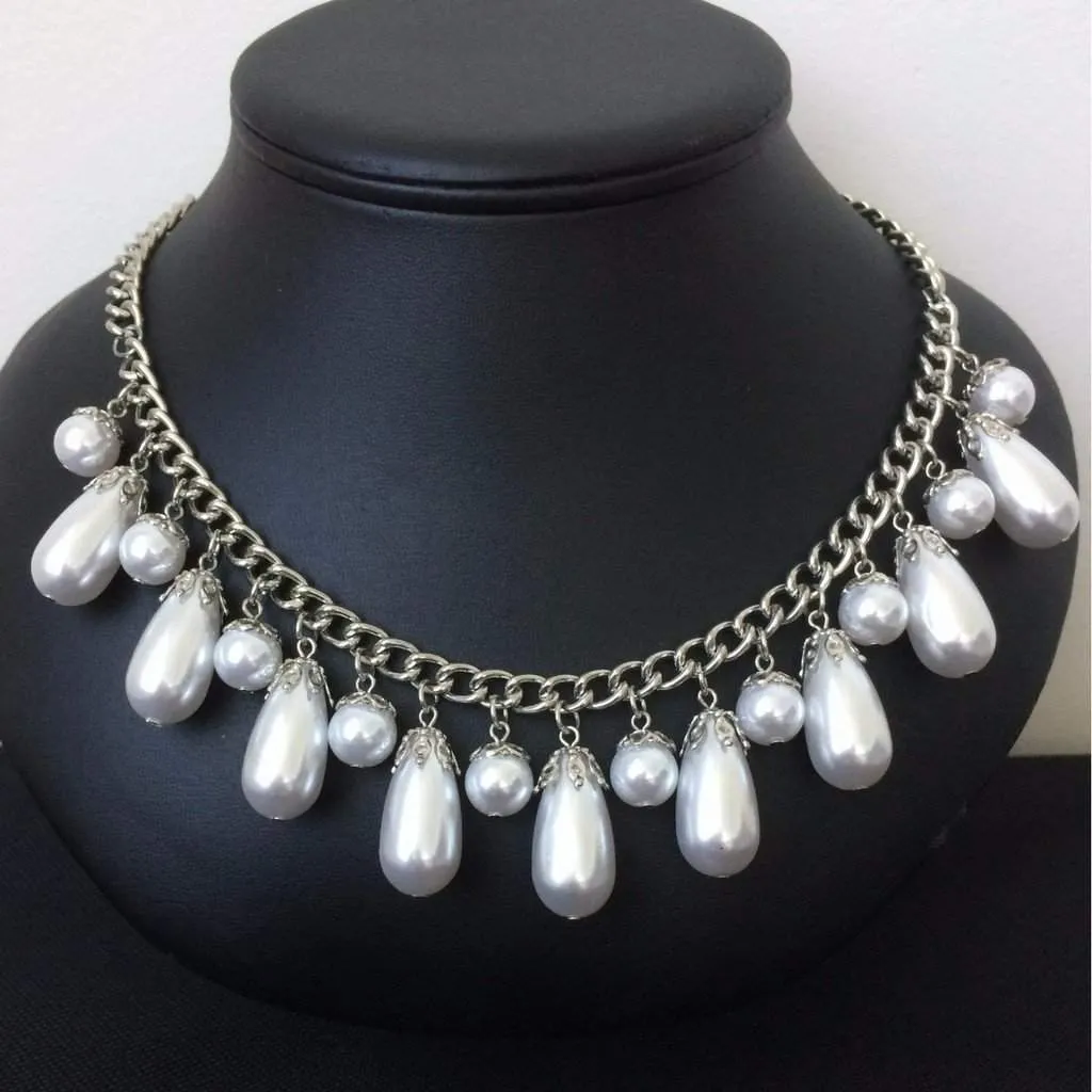 Pearl Drop Statement Necklace