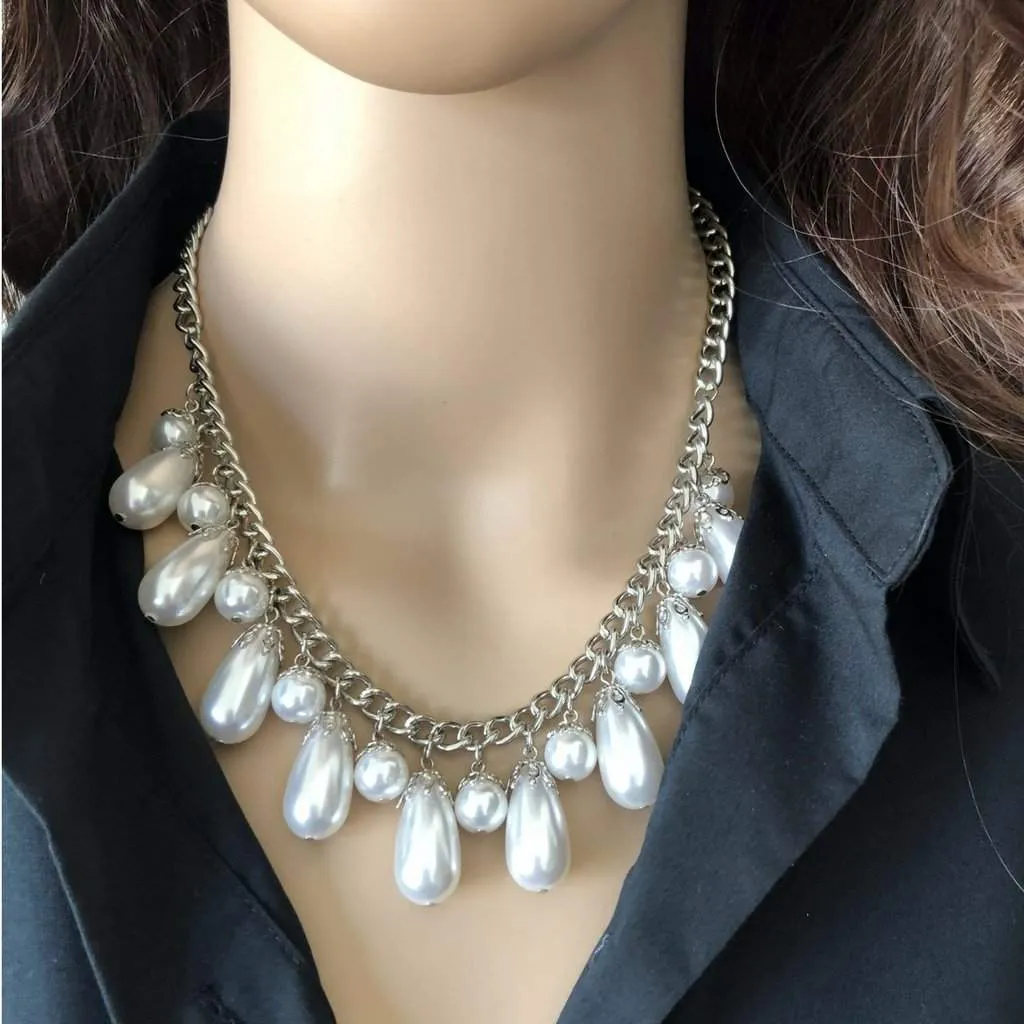 Pearl Drop Statement Necklace