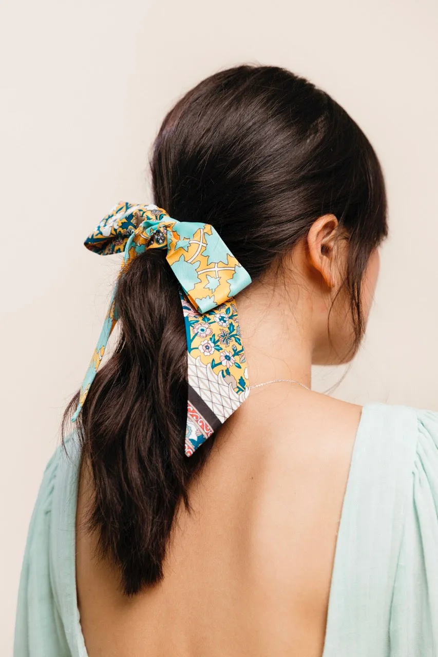 Printed Boho Tie Scarf | Pony Scarf | Hair Tie | Multiple Colors | Multi-Use Accessory | Luxury Designer Hair Accessories