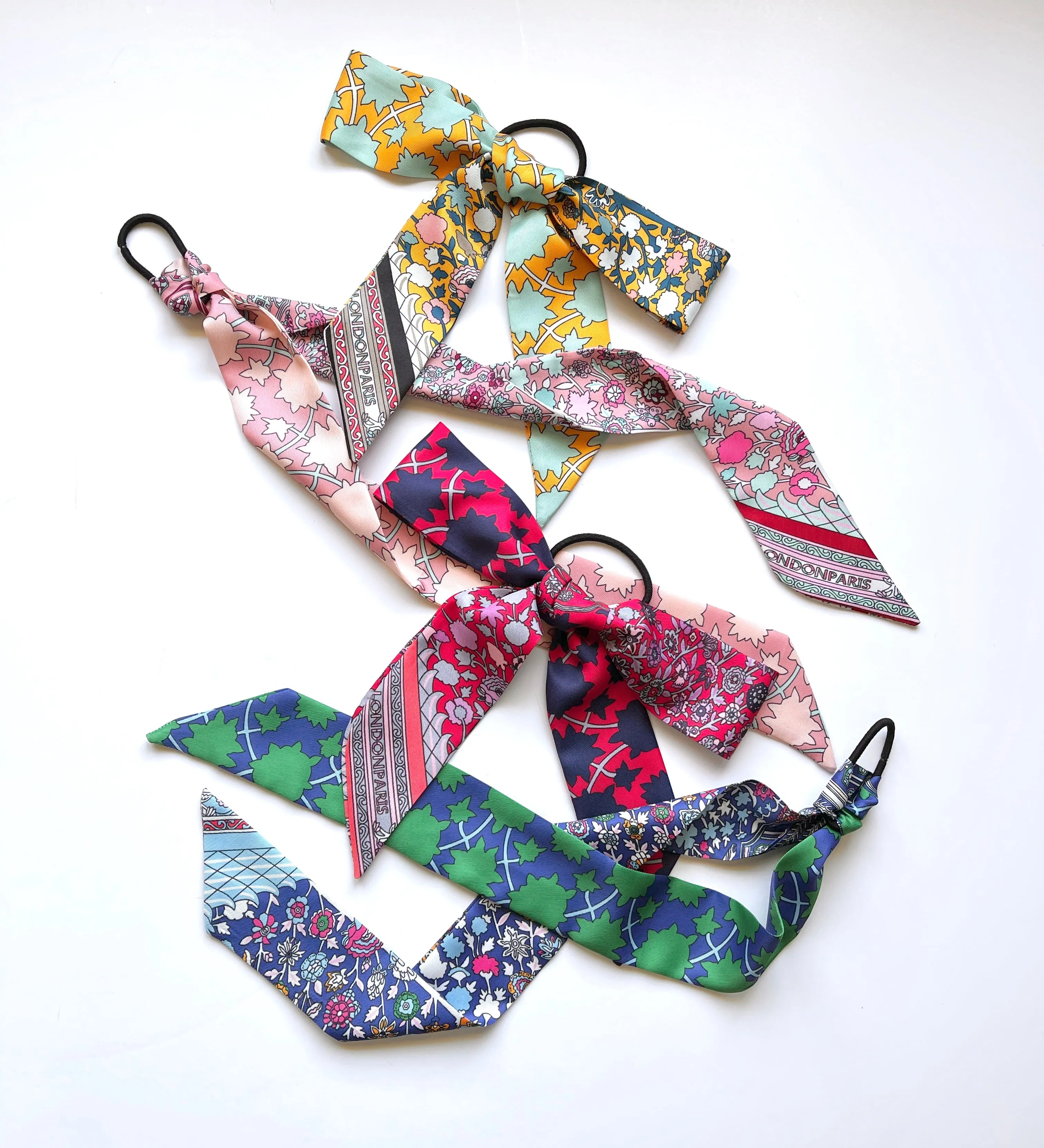 Printed Boho Tie Scarf | Pony Scarf | Hair Tie | Multiple Colors | Multi-Use Accessory | Luxury Designer Hair Accessories