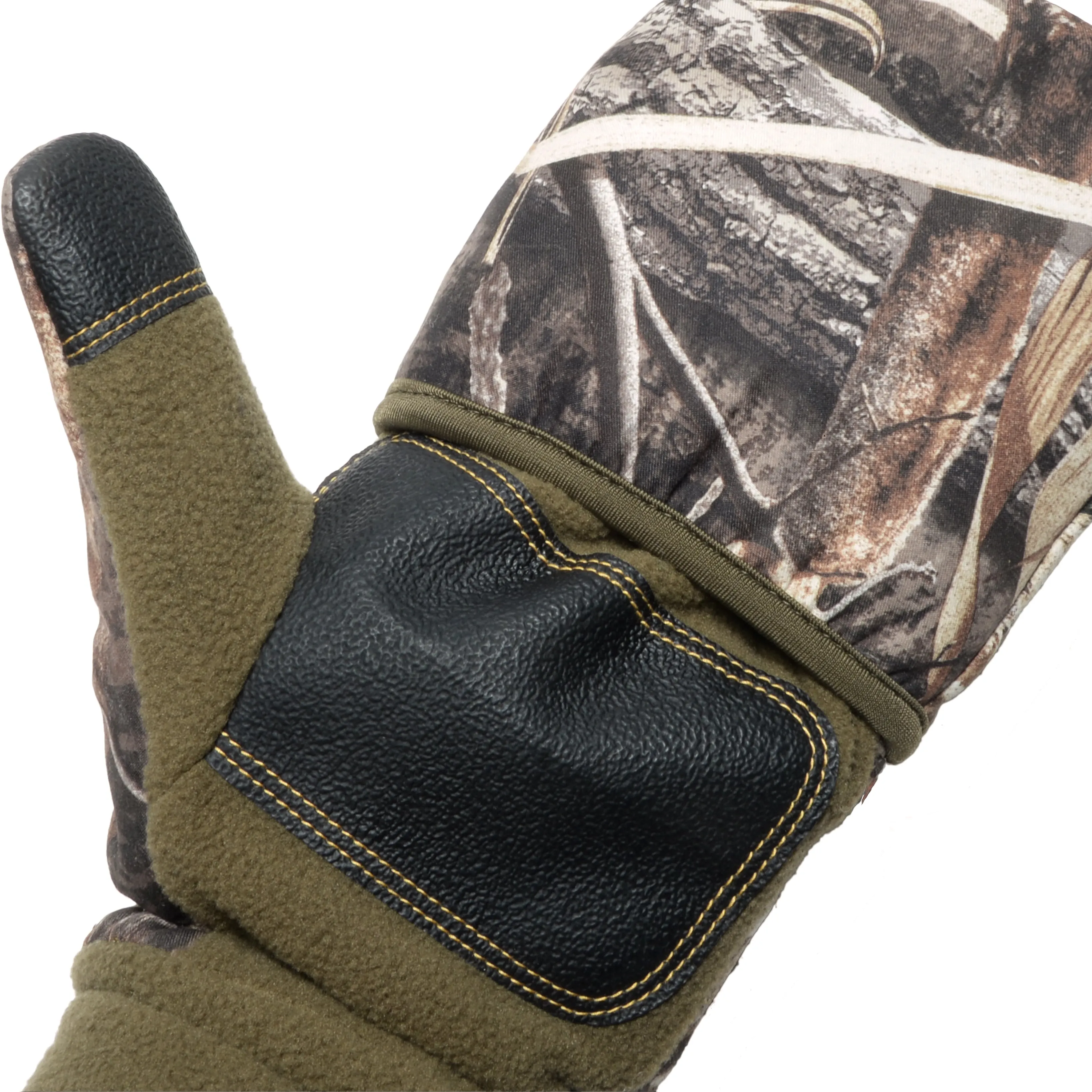 "Bulls-eye" Stretch Fleece Fingerless Pop-Top Mitten - Realtree® MAX-5®