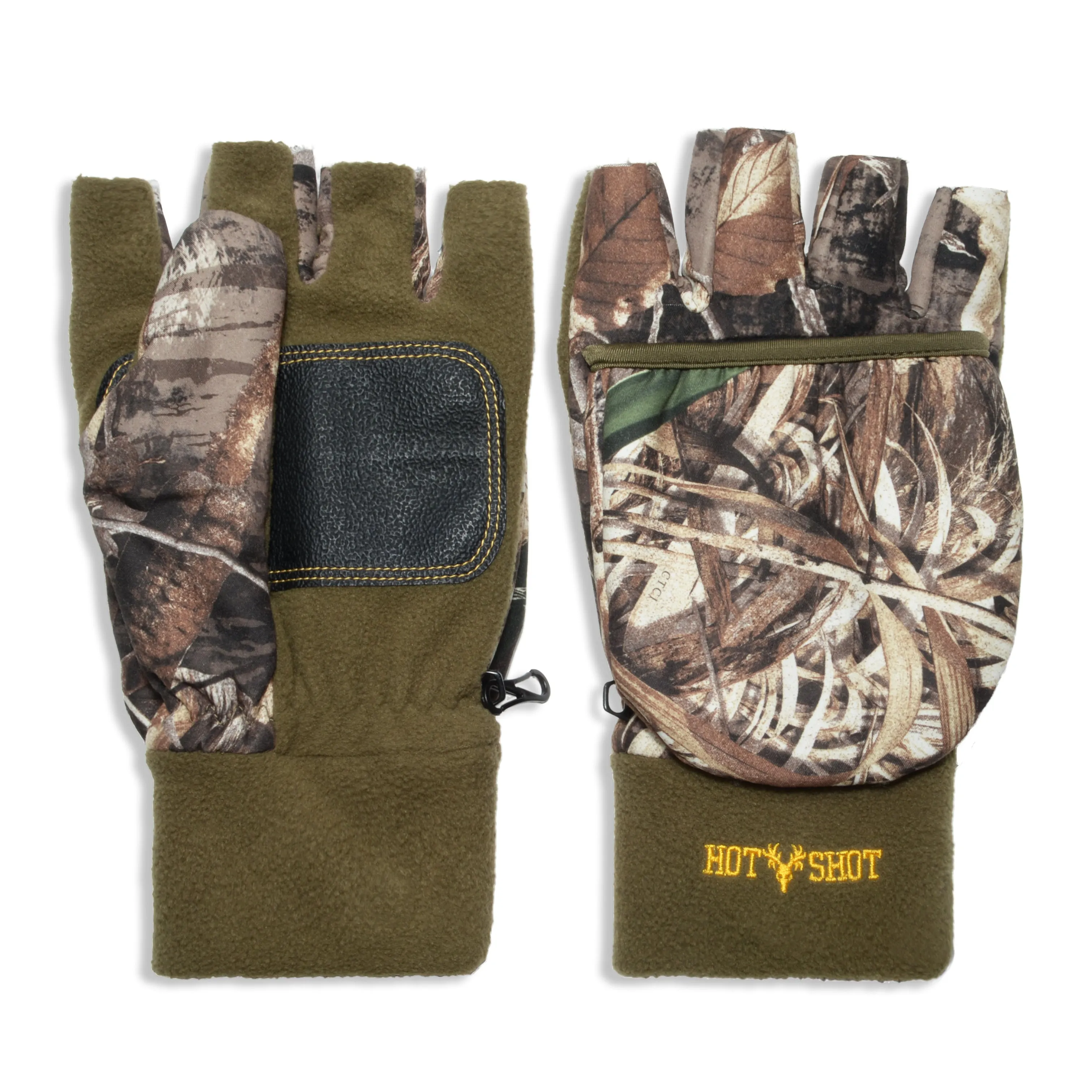 "Bulls-eye" Stretch Fleece Fingerless Pop-Top Mitten - Realtree® MAX-5®