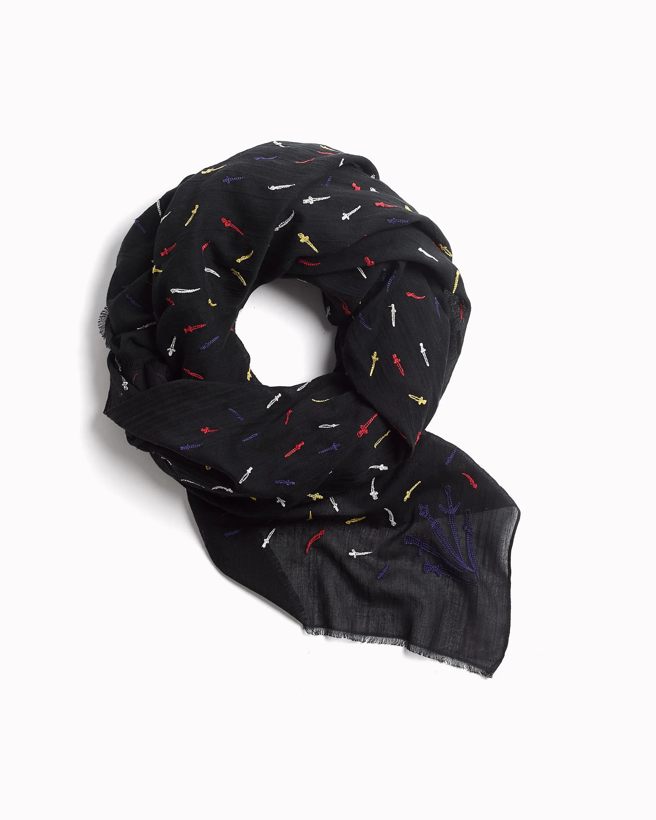 Rag & Bone - Embroidered Dagger Scarf in Red Multi