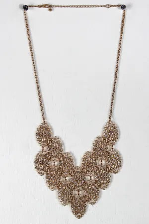 Rhinestone Embellished Leaves Statement Necklace