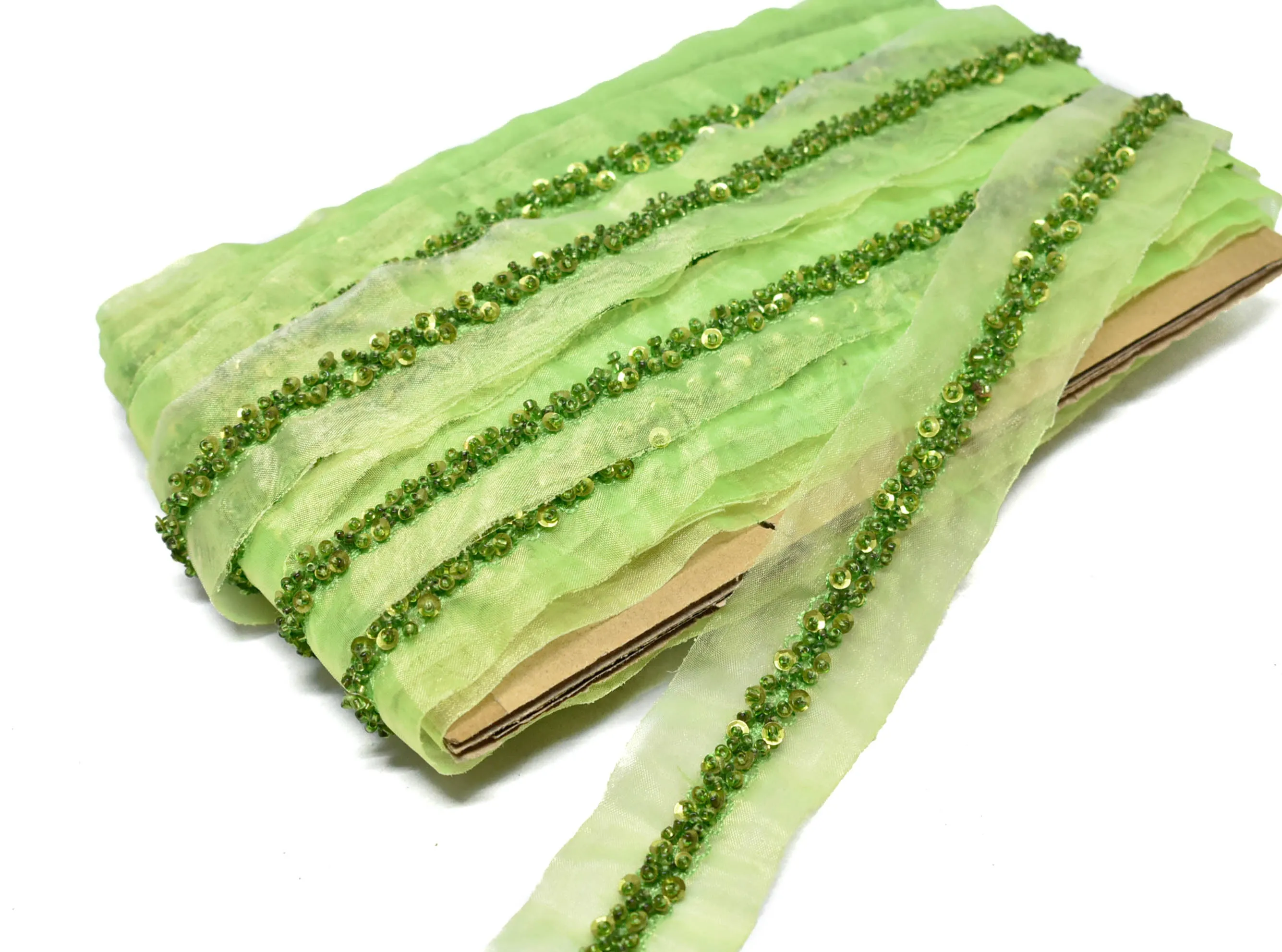 Sequins and Beaded Organza Trim 1.50" - 1 Yard