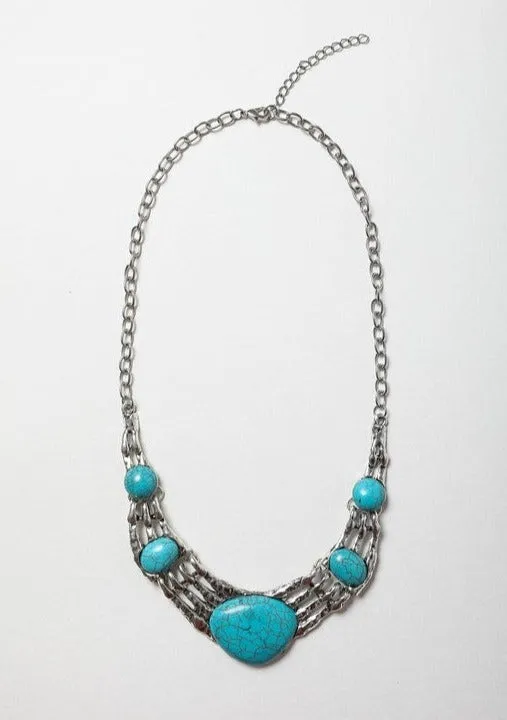 Southwestern Turquoise Statement Fashion Necklace