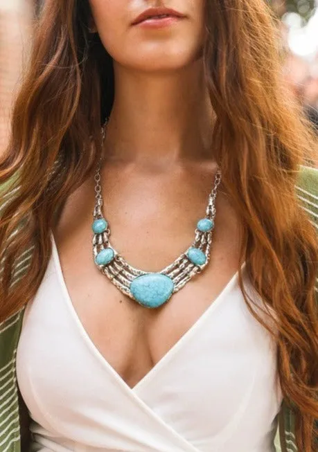 Southwestern Turquoise Statement Fashion Necklace