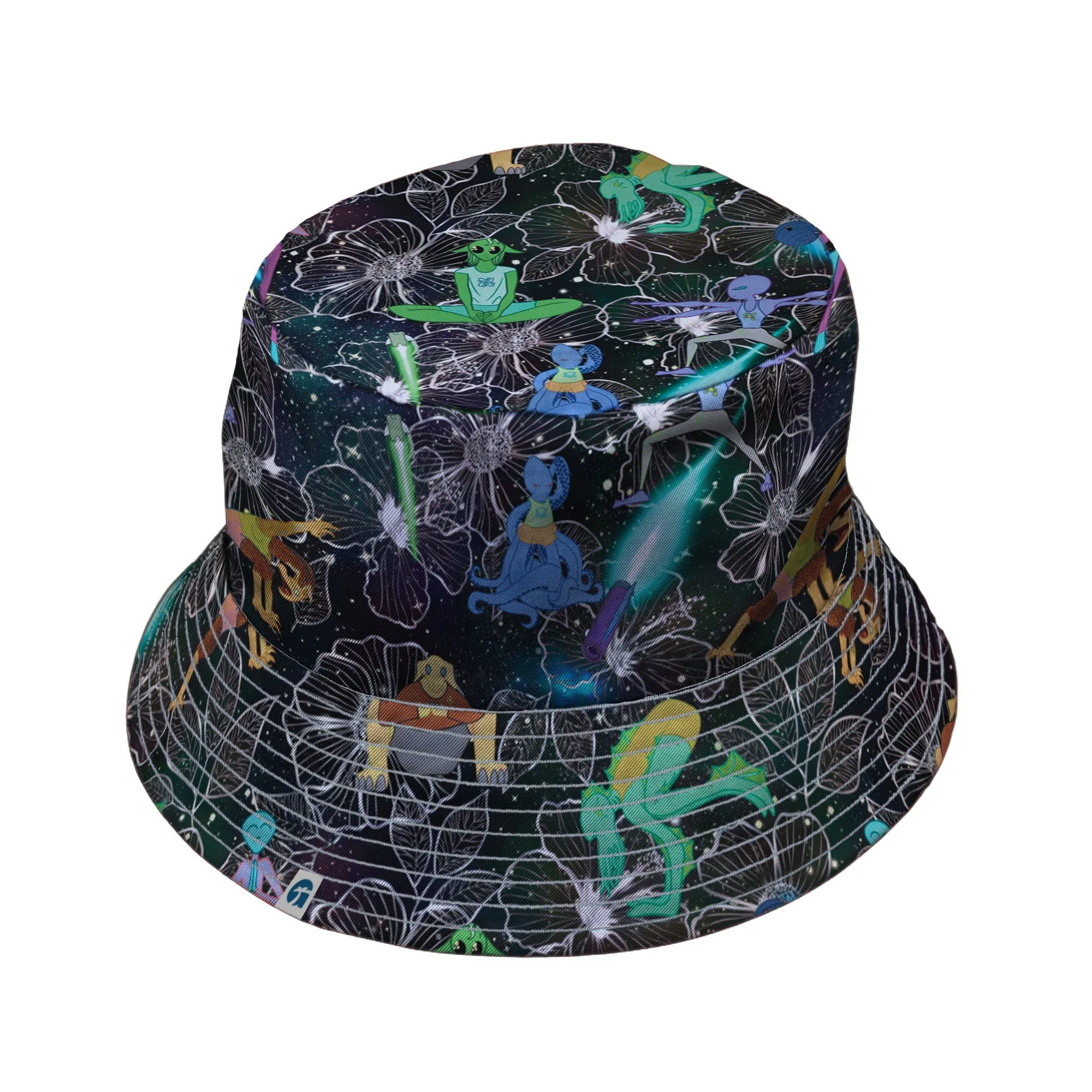 Space Alien Yoga Black Bucket Hat