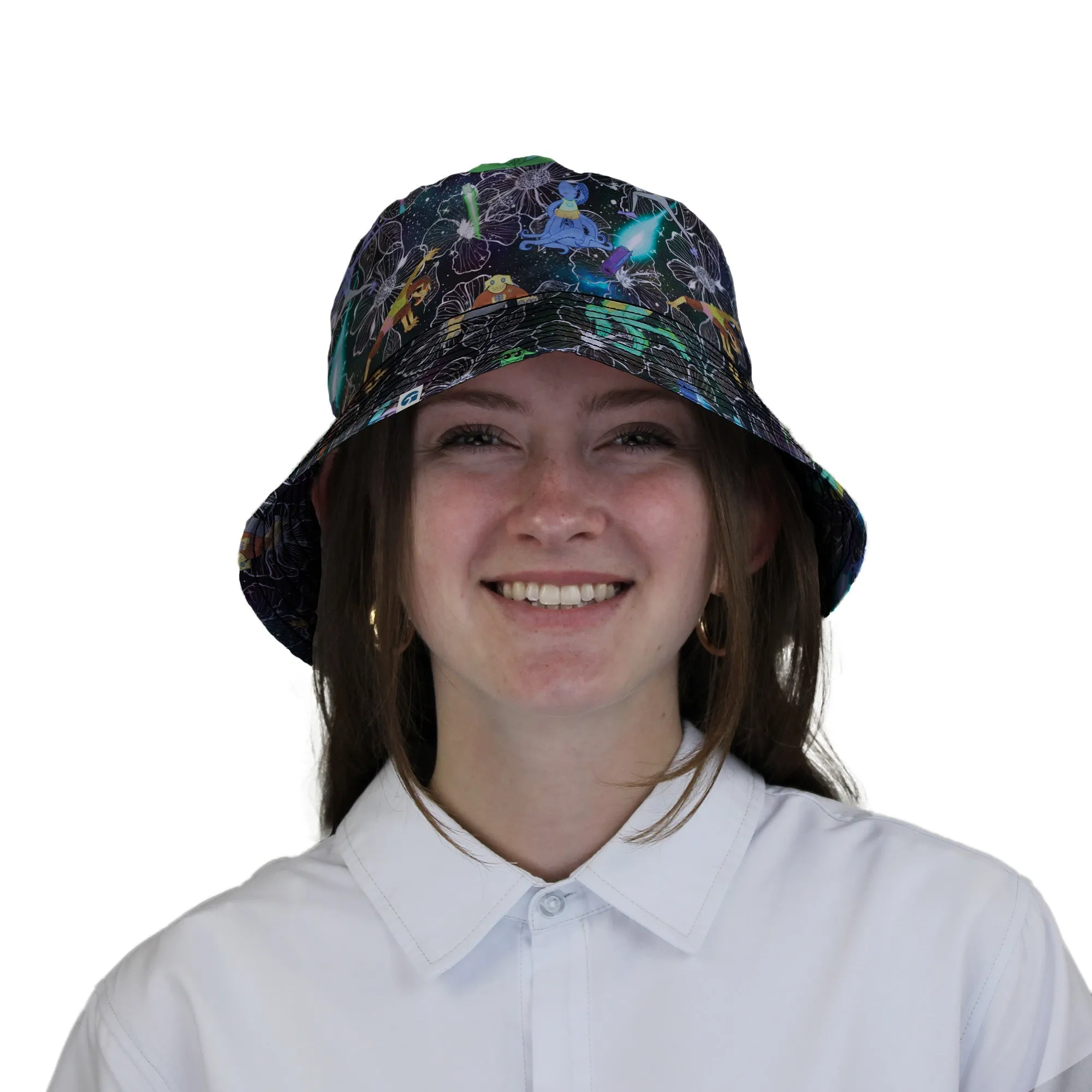 Space Alien Yoga Black Bucket Hat