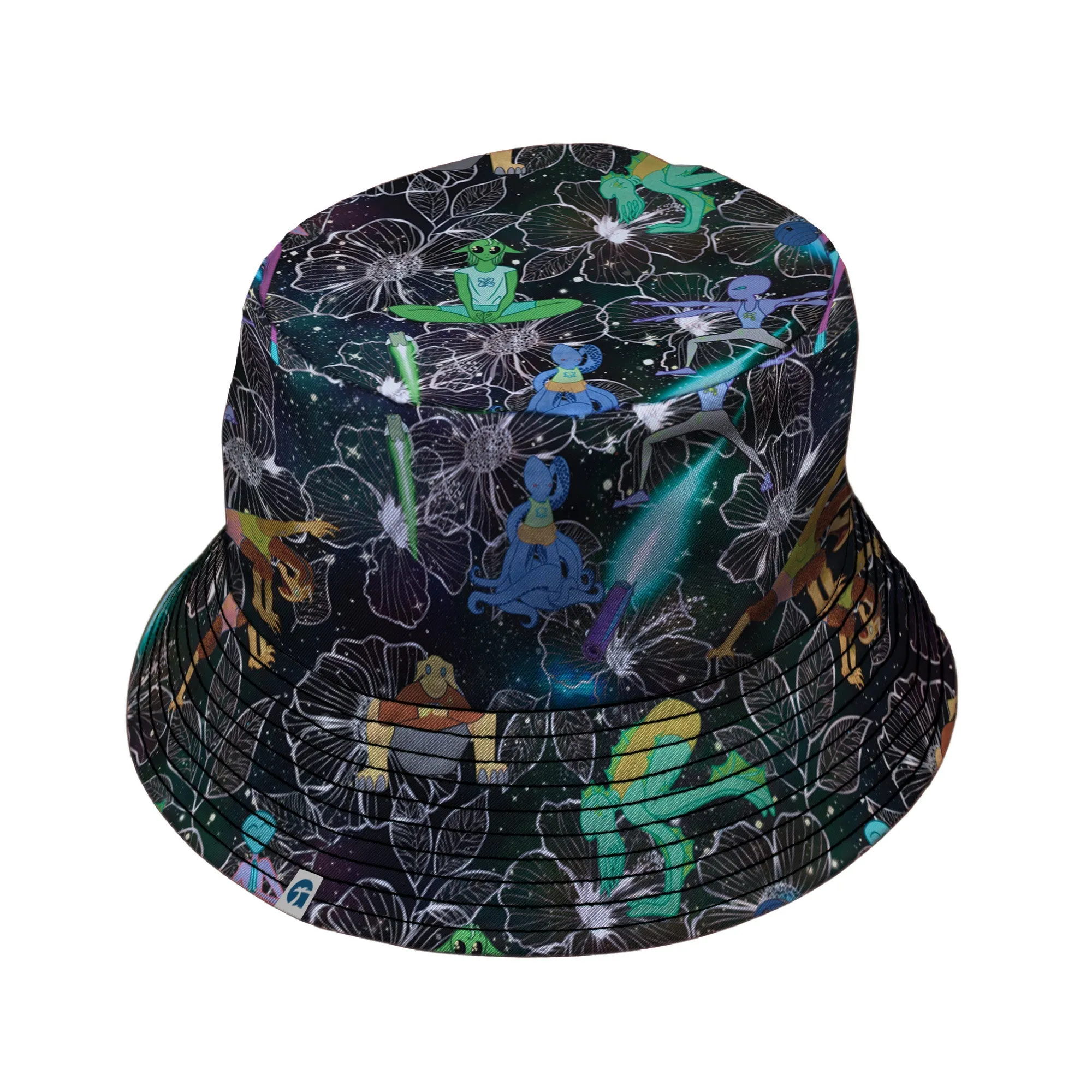 Space Alien Yoga Black Bucket Hat